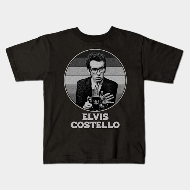 retro Elvis Costello Kids T-Shirt by Gummy Store